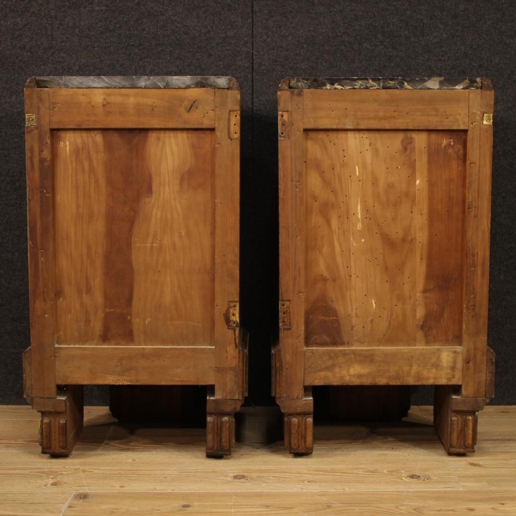 Pair of 20th Century Wood and Marble Top Art Deco Italian Bedside Tables, 1930 6