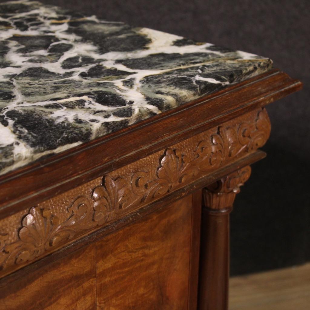 Pair of 20th Century Wood and Marble Top Italian Empire Style Night Stands, 1960s For Sale 6