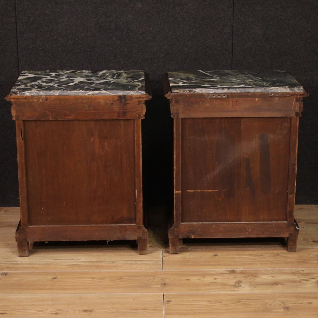 Mid-20th Century Pair of 20th Century Wood and Marble Top Italian Empire Style Night Stands, 1960 in vendita