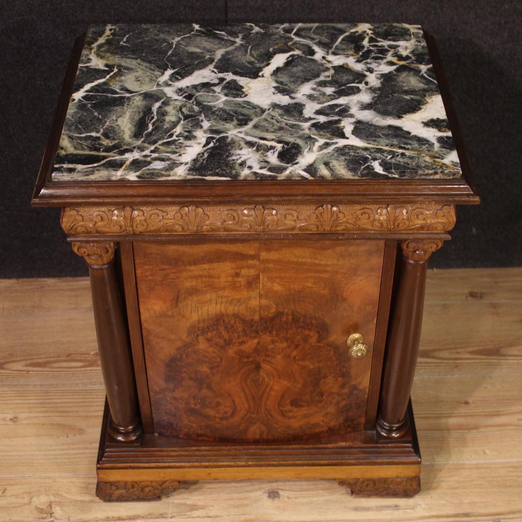 Pair of 20th Century Wood and Marble Top Italian Empire Style Night Stands, 1960s For Sale 3