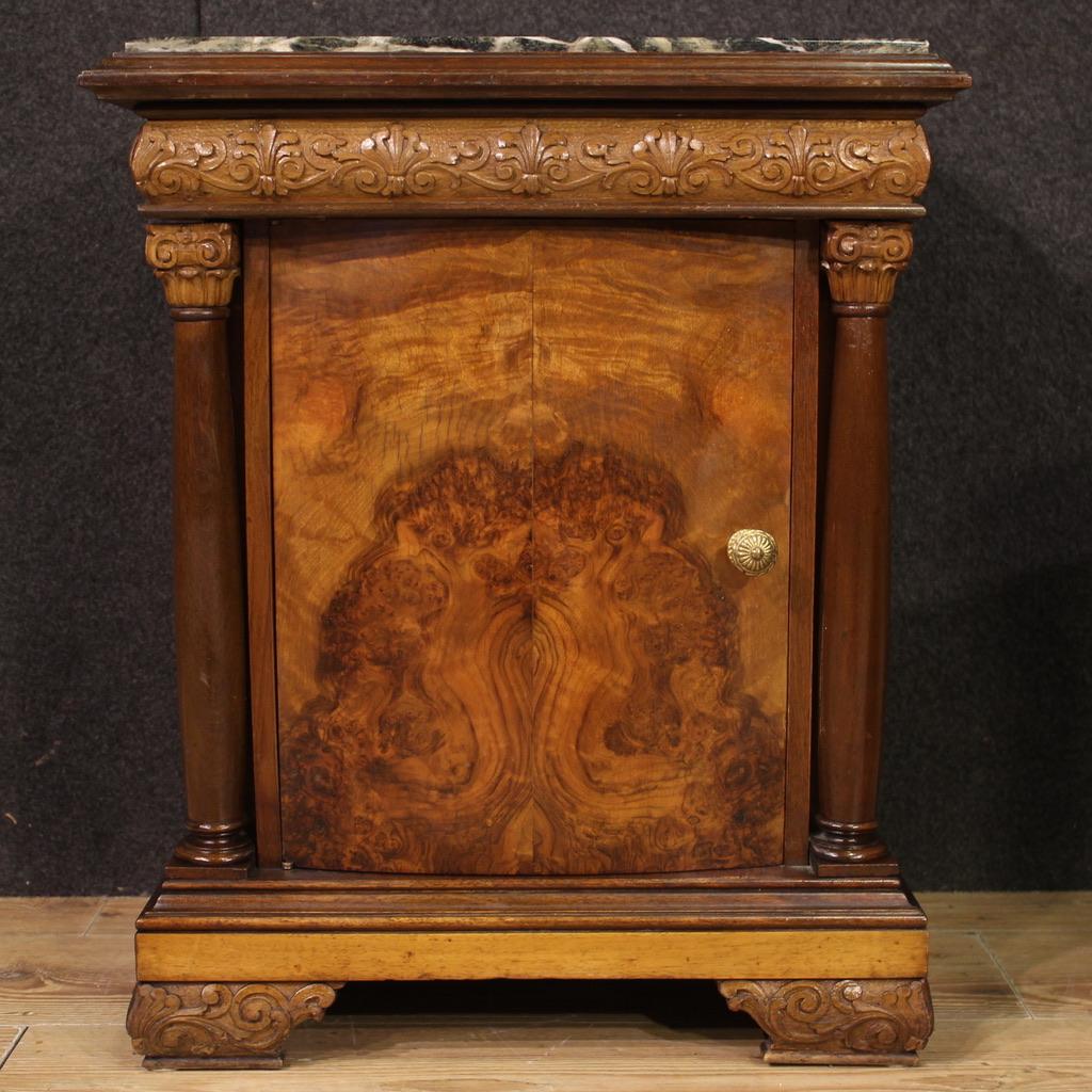 Pair of 20th Century Wood and Marble Top Italian Empire Style Night Stands, 1960s For Sale 5