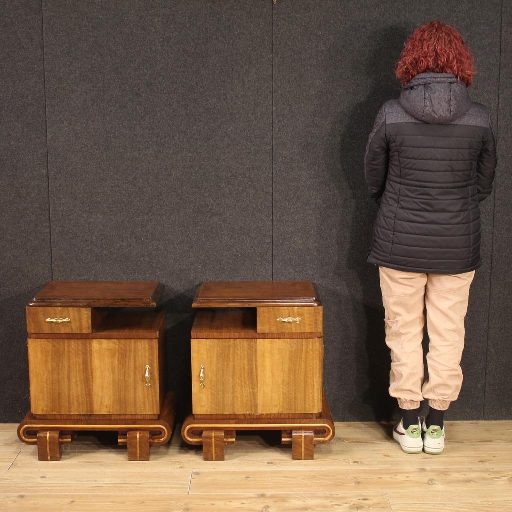 Pair of 20th Century Wood Art Deco Style Italian Bedside Tables, 1950s 6