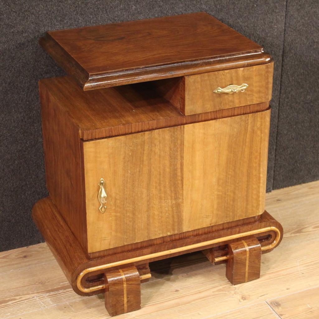 Pair of 20th Century Wood Art Deco Style Italian Bedside Tables, 1950s 5
