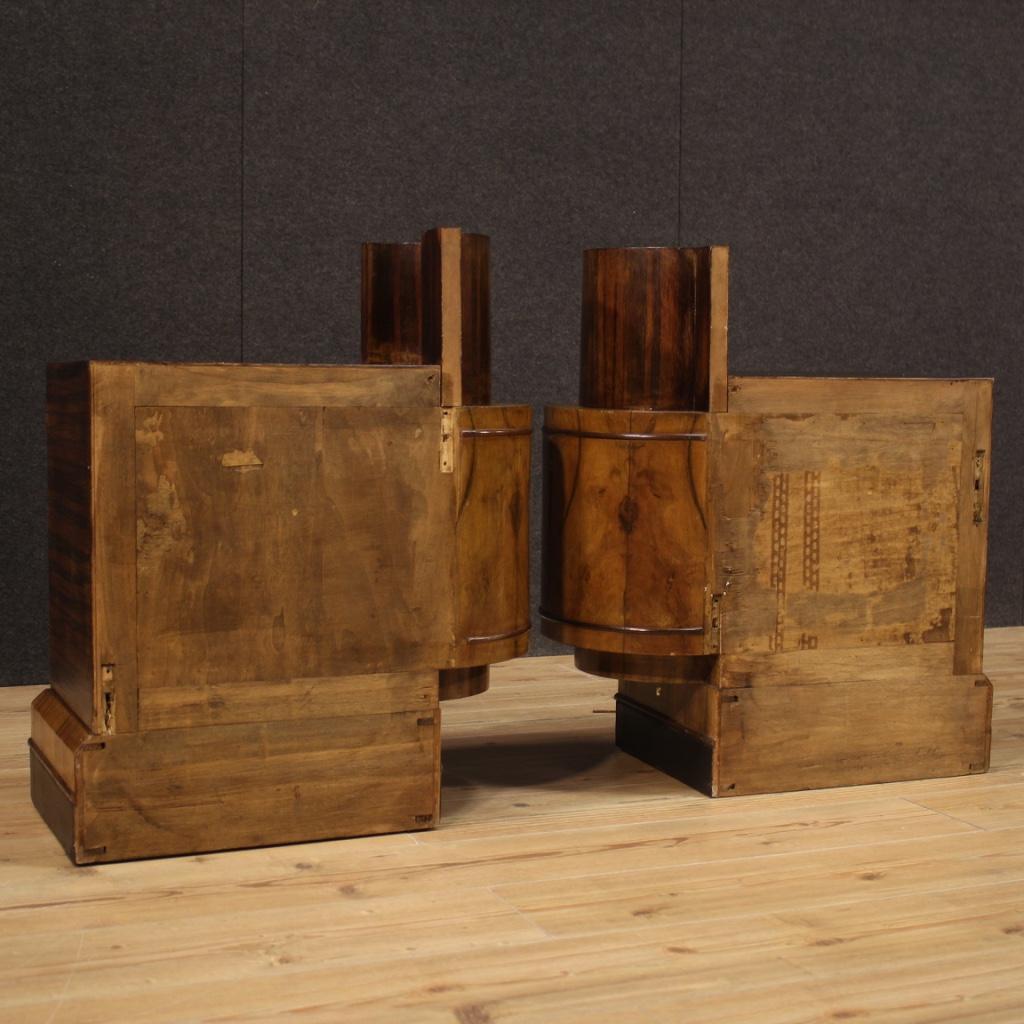 Pair of 20th Century Wood Art Deco Style Italian Bedside Tables, 1960 2