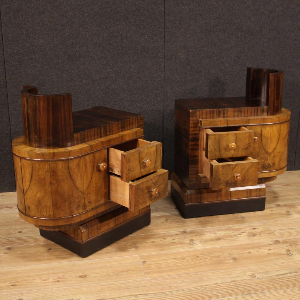 Pair of 20th Century Wood Art Deco Style Italian Bedside Tables, 1960 6