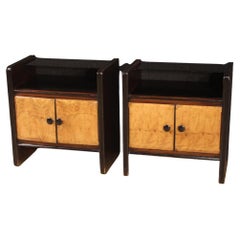 Paire de tables de chevet en bois de style Art Déco français du 20e siècle, années 1950
