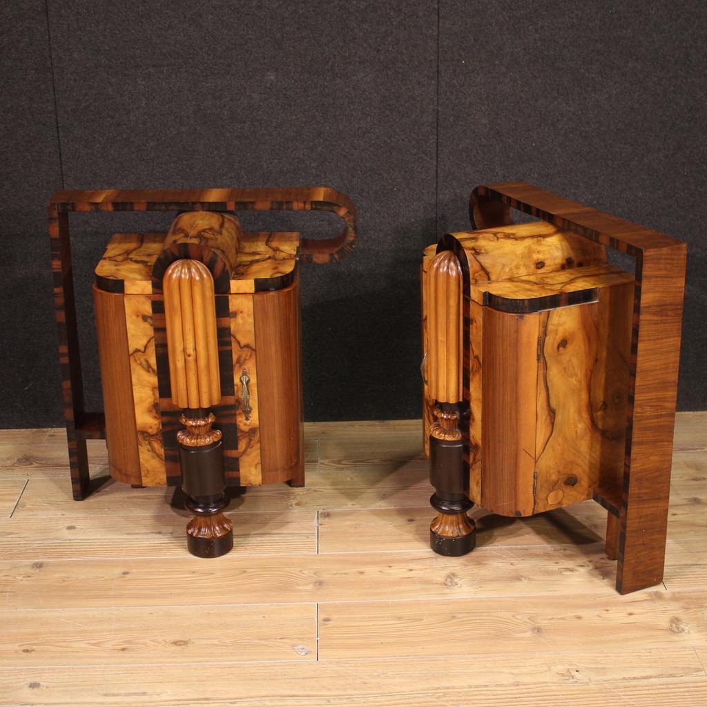 Mid-20th Century Pair of 20th Century Wood Italian Art Deco Night Stands, 1930