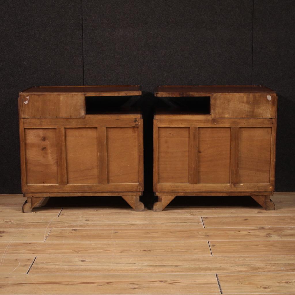 Pair of 20th Century Wood Italian Art Deco Style Bedside Tables, 1950s For Sale 2