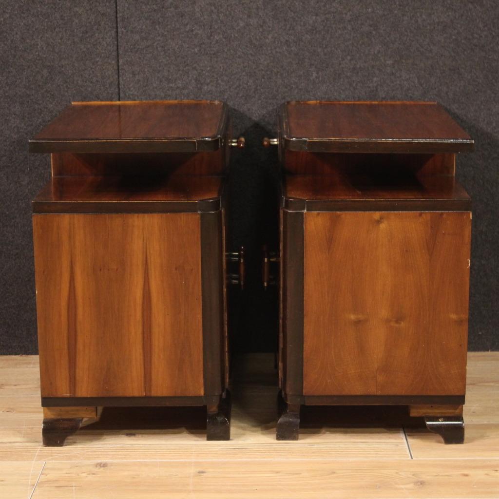 Pair of 20th Century Wood Italian Art Deco Style Bedside Tables, 1950s For Sale 4