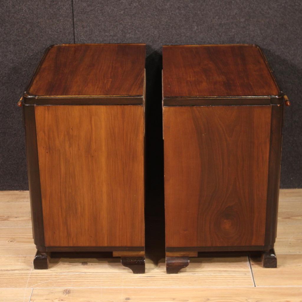 Pair of 20th Century Wood Italian Art Deco Style Bedside Tables, 1950s For Sale 5