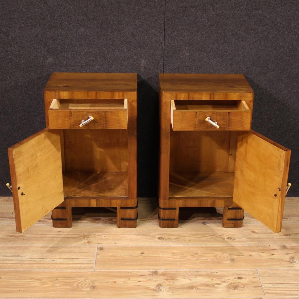 Pair of 20th Century Wood Italian Art Deco Style Night Stands, 1940 In Good Condition In Vicoforte, Piedmont