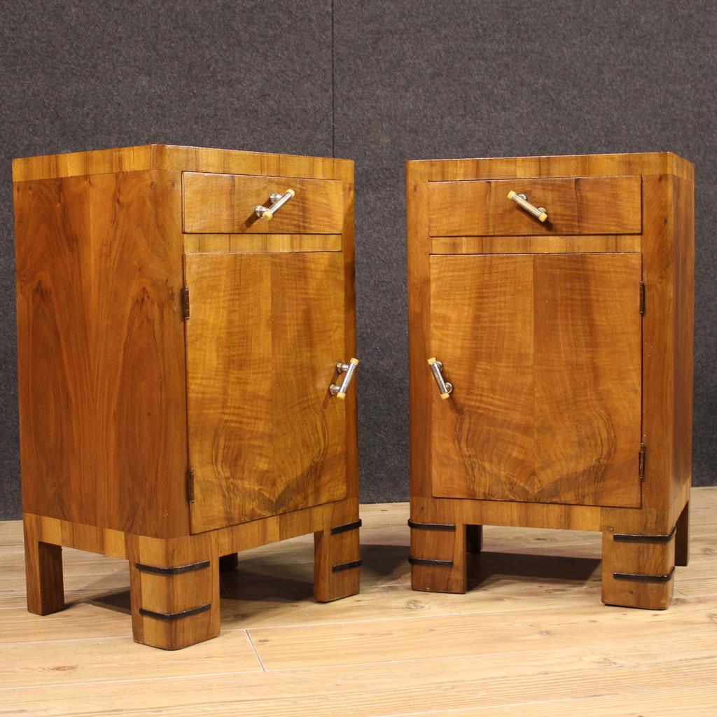 Mid-20th Century Pair of 20th Century Wood Italian Art Deco Style Night Stands, 1940