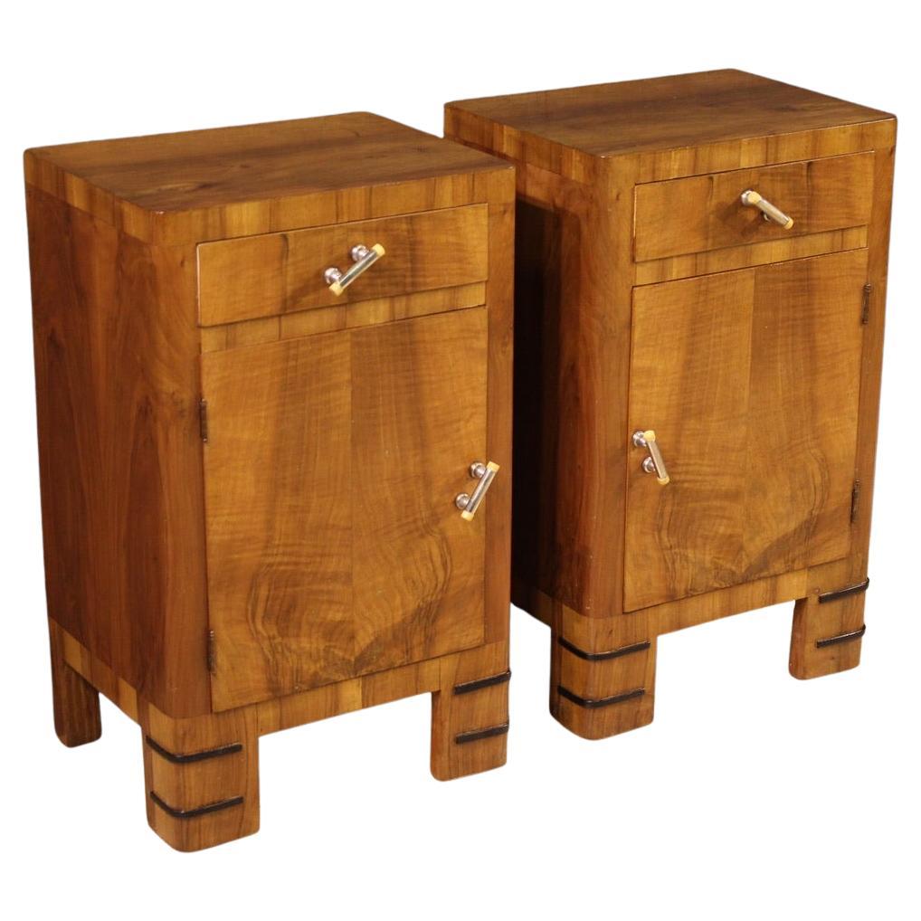 Pair of 20th Century Wood Italian Art Deco Style Night Stands, 1940