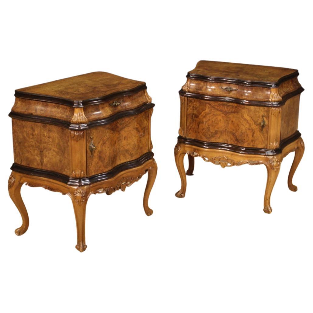 Pair of 20th Century Wood Italian Bedside Tables, 1950