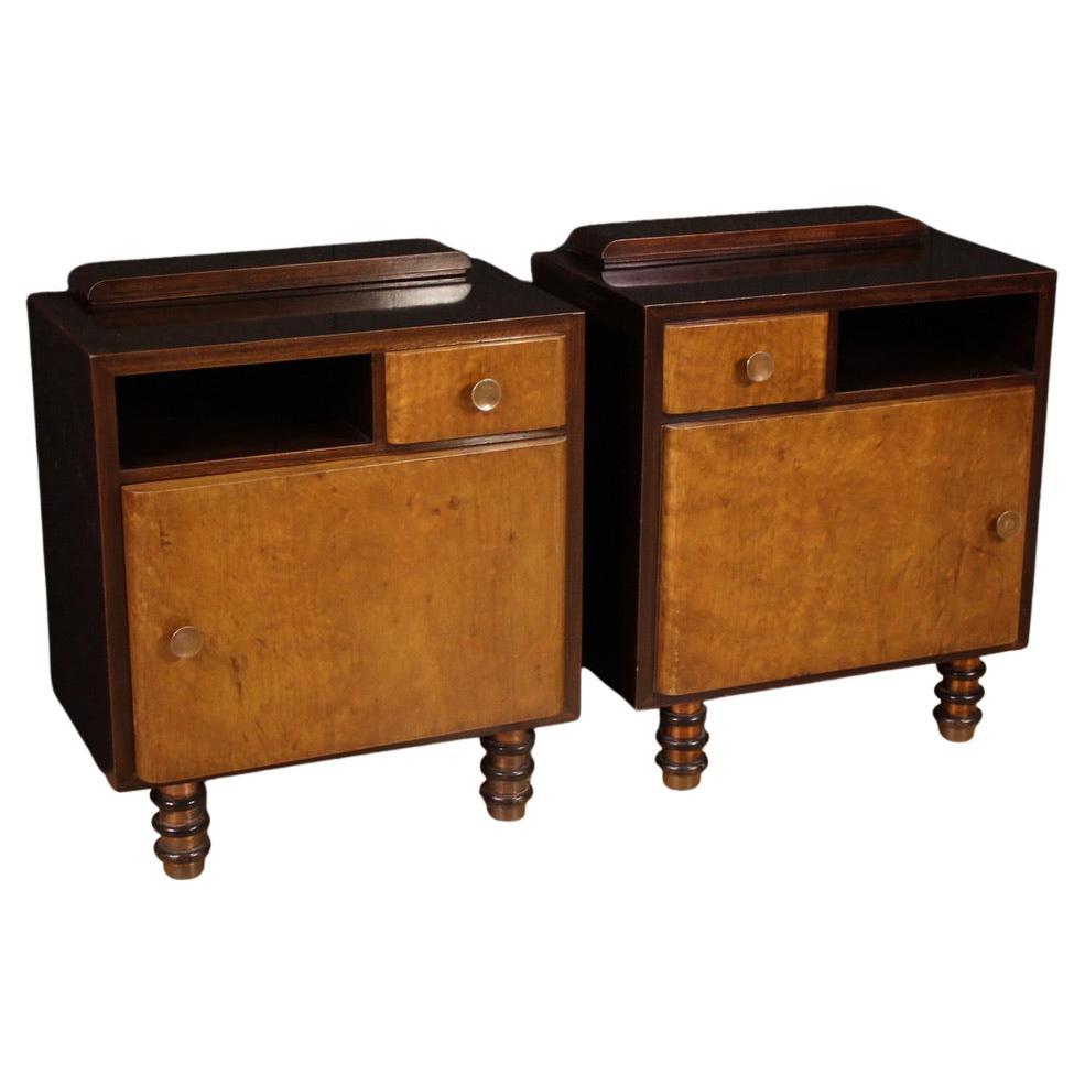 Coppia di comodini italiani in Wood del XX secolo, 1960