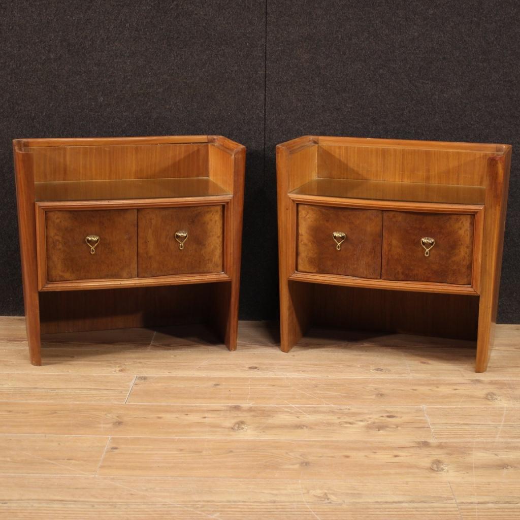 Gilt Pair of 20th Century Wood Italian Design Bedside Tables, 1960