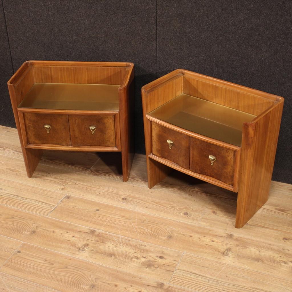 Mid-20th Century Pair of 20th Century Wood Italian Design Bedside Tables, 1960