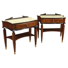 Vintage Pair of 20th Century Wood Italian Design Paolo Buffa Style Bedside Tables, 1970