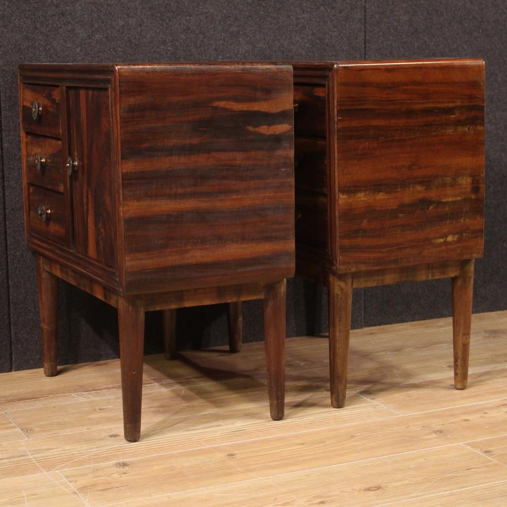 Pair of 20th Century Wood Italian Modern Design Night Stands, 1950 In Good Condition In Vicoforte, Piedmont