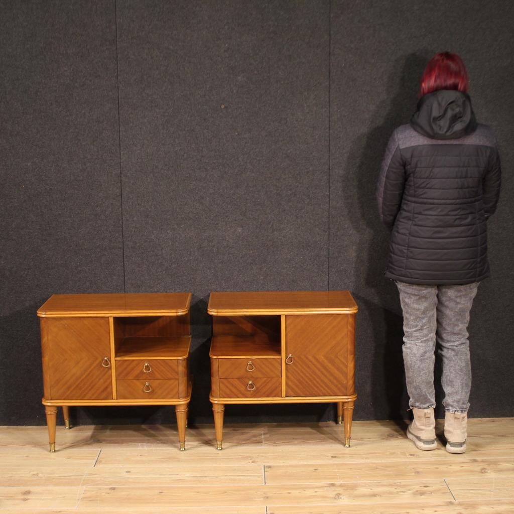 Italiano Pair of 20th Century Wood Italian Modern Design Night Stands, 1960