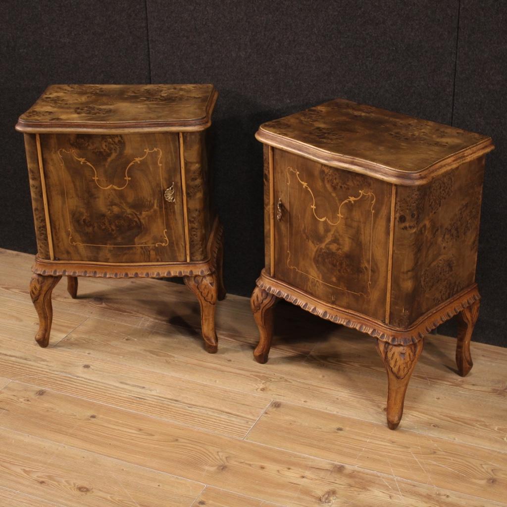 Pair of 20th Century Wood Italian Night Stands, 1960 In Good Condition In Vicoforte, Piedmont