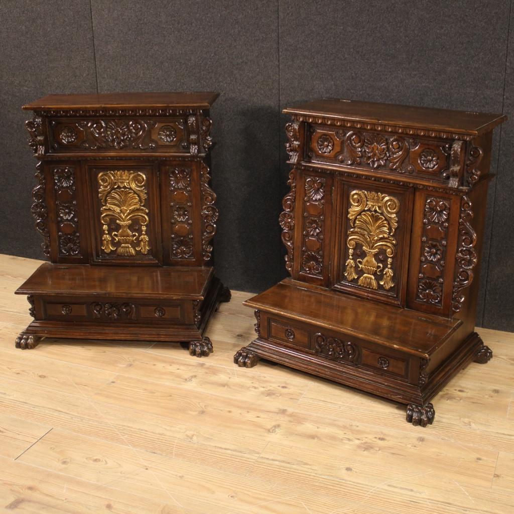 Pair of 20th Century Wood Italian Renaissance Style Kneelers, 1950 In Good Condition In Vicoforte, Piedmont