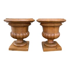 Pair of 20th Century Wood Urns