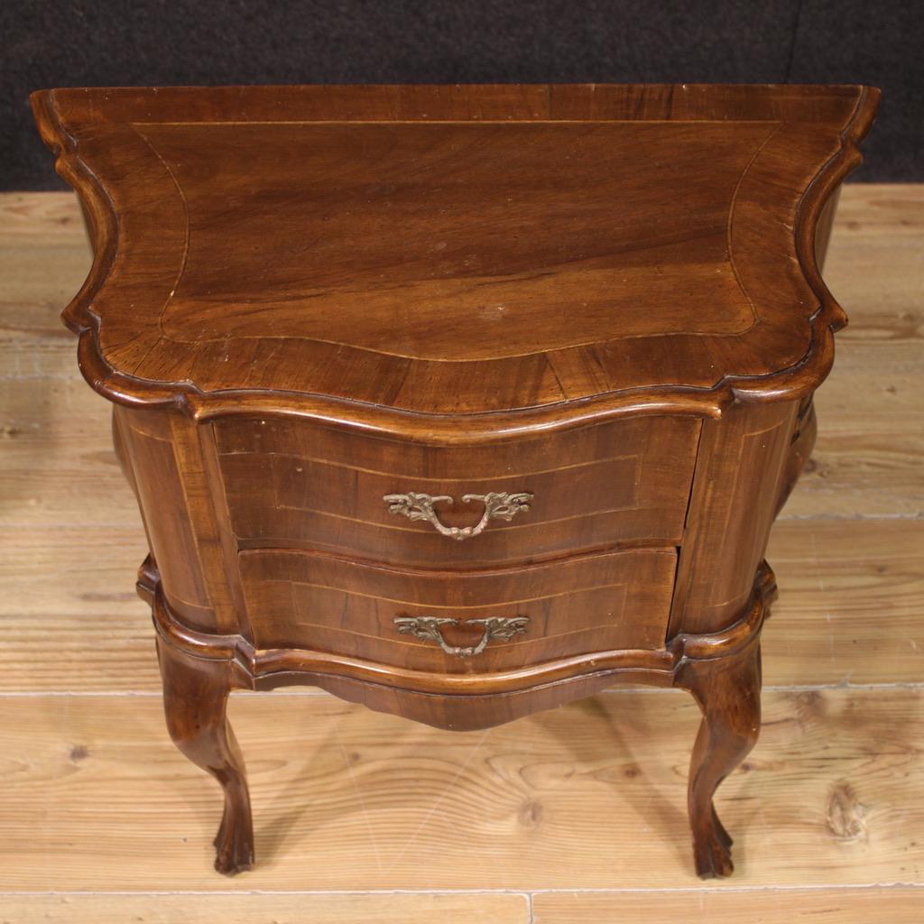 Legno Pair of 20th Century Wood Venetian Bedside Tables, 1950 in vendita