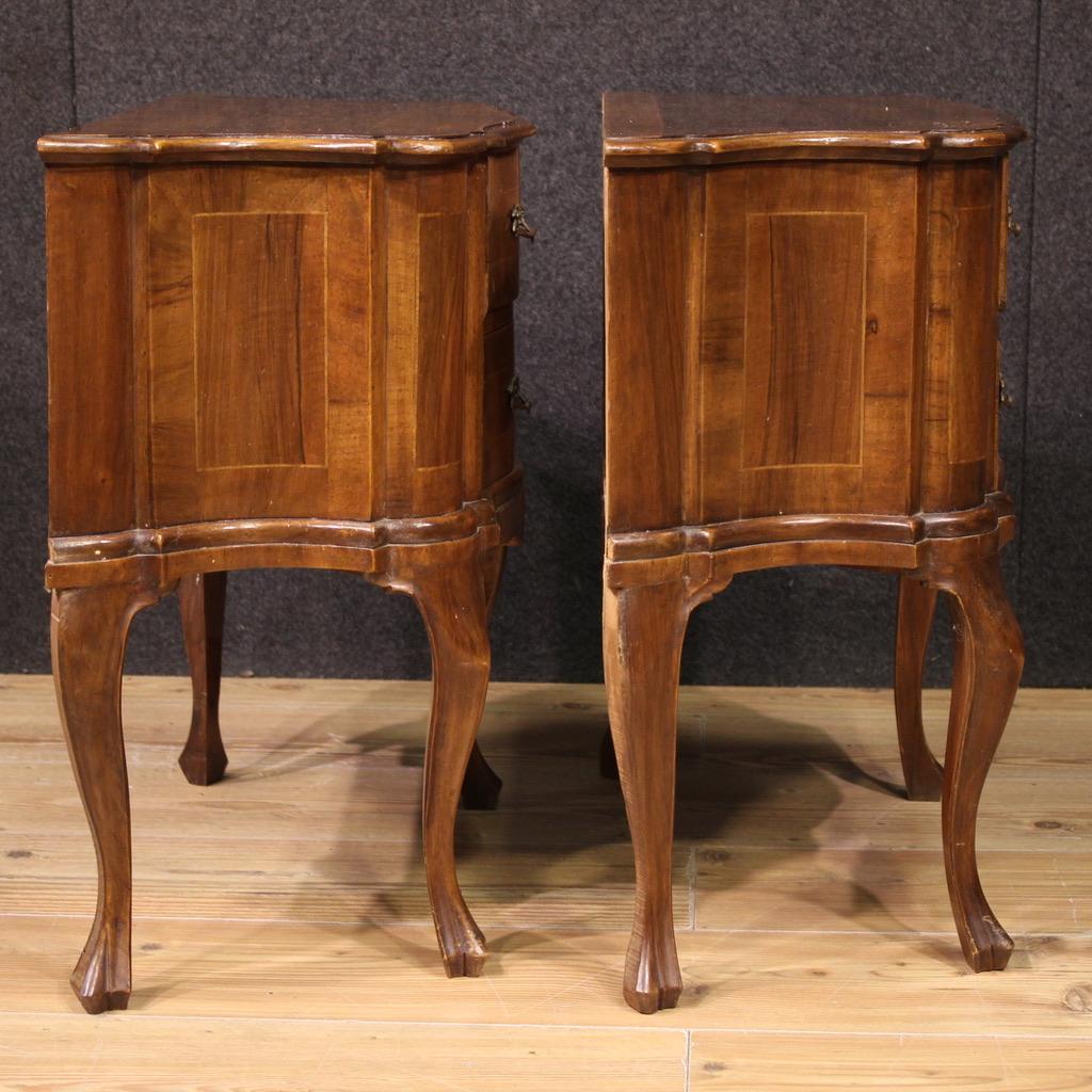 Pair of 20th Century Wood Venetian Bedside Tables, 1950 in vendita 3