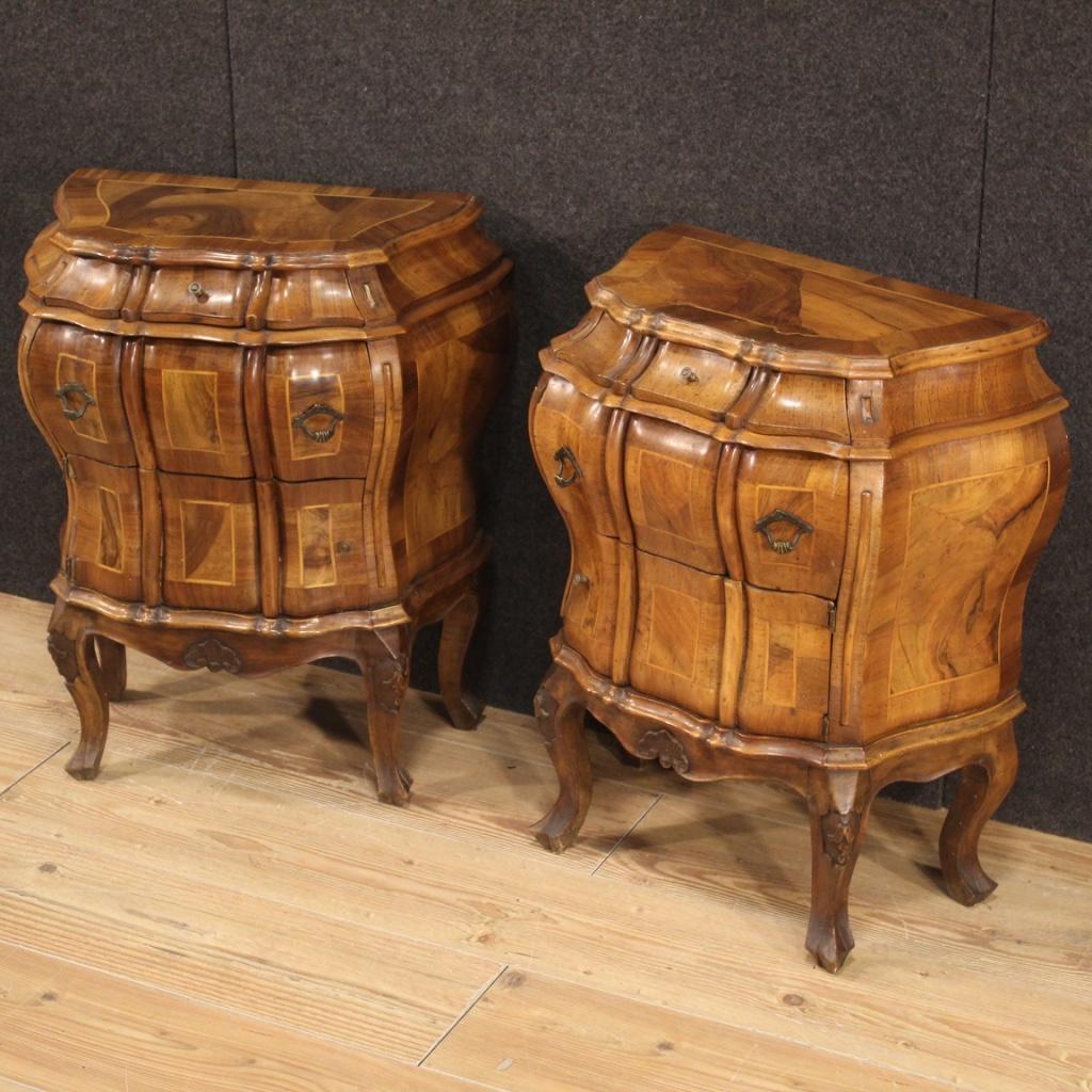 Pair of 20th Century Wood Venetian Bedside Tables, 1970 In Good Condition In Vicoforte, Piedmont