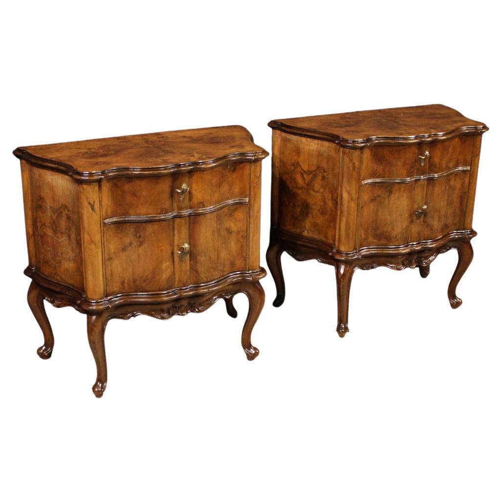 Paire de tables de nuit vénitiennes en Wood du 20e siècle, 1950