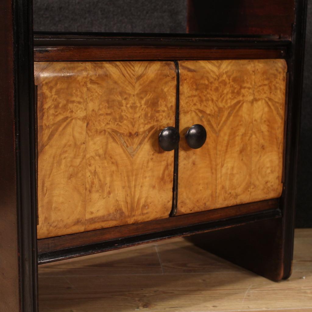 Pair of 20th Century Wood with Glass Top French Art Deco Style Bedside Tables For Sale 1