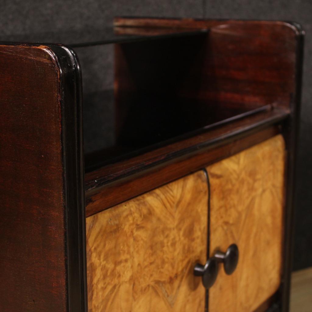 Pair of 20th Century Wood with Glass Top French Art Deco Style Bedside Tables For Sale 3