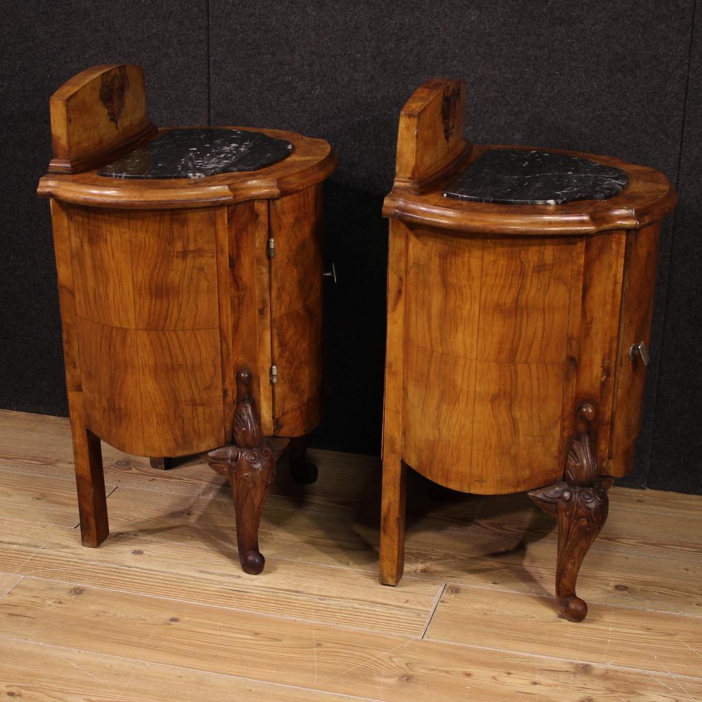 Pair of 20th Century Wood with Marble Top Italian Night Stands, 1950 in vendita 6