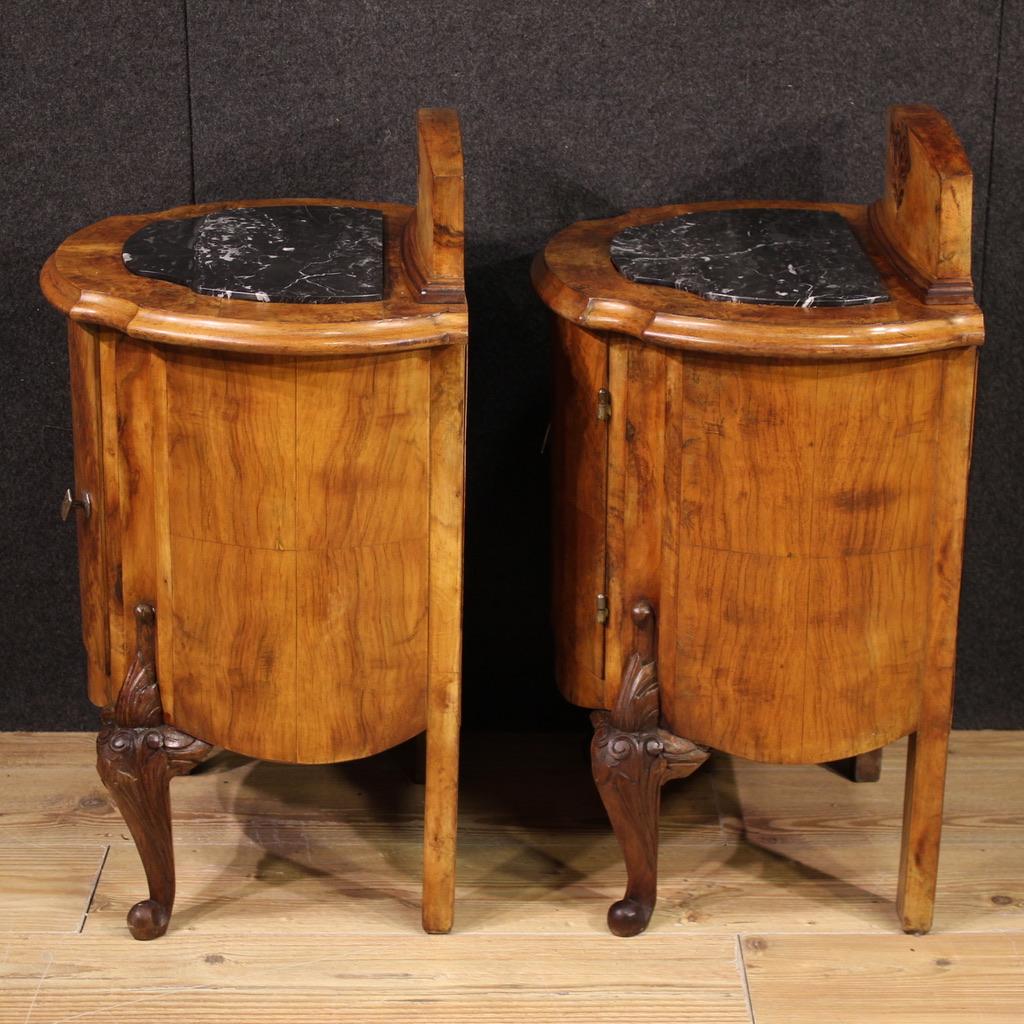 Marmo Pair of 20th Century Wood with Marble Top Italian Night Stands, 1950 in vendita