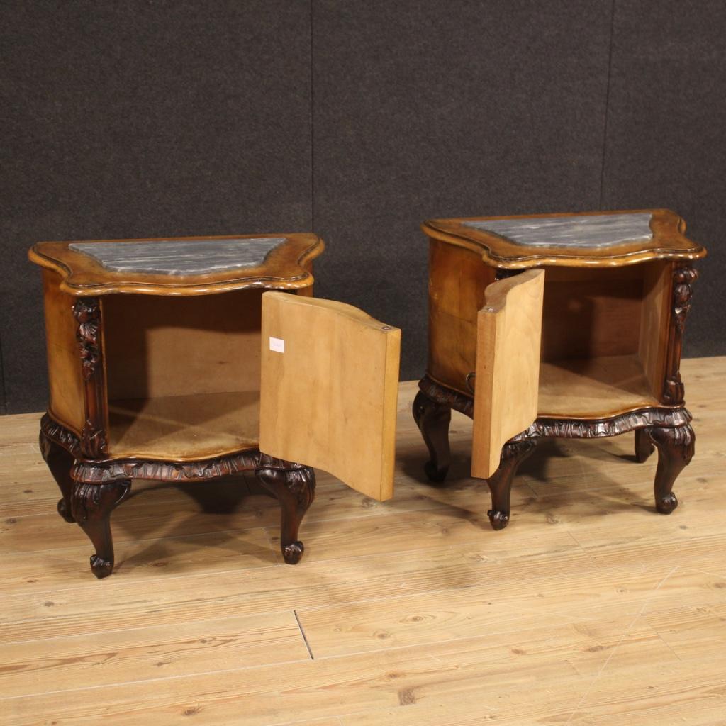Pair of 20th Century Wood with Marble Top Italian Night Stands, 1950 3