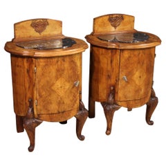 Pair of 20th Century Wood with Marble Top Italian Night Stands, 1950s
