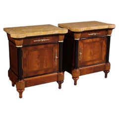 Pair of 20th Century Wood with Marble Top Italian Night Stands, 1970s