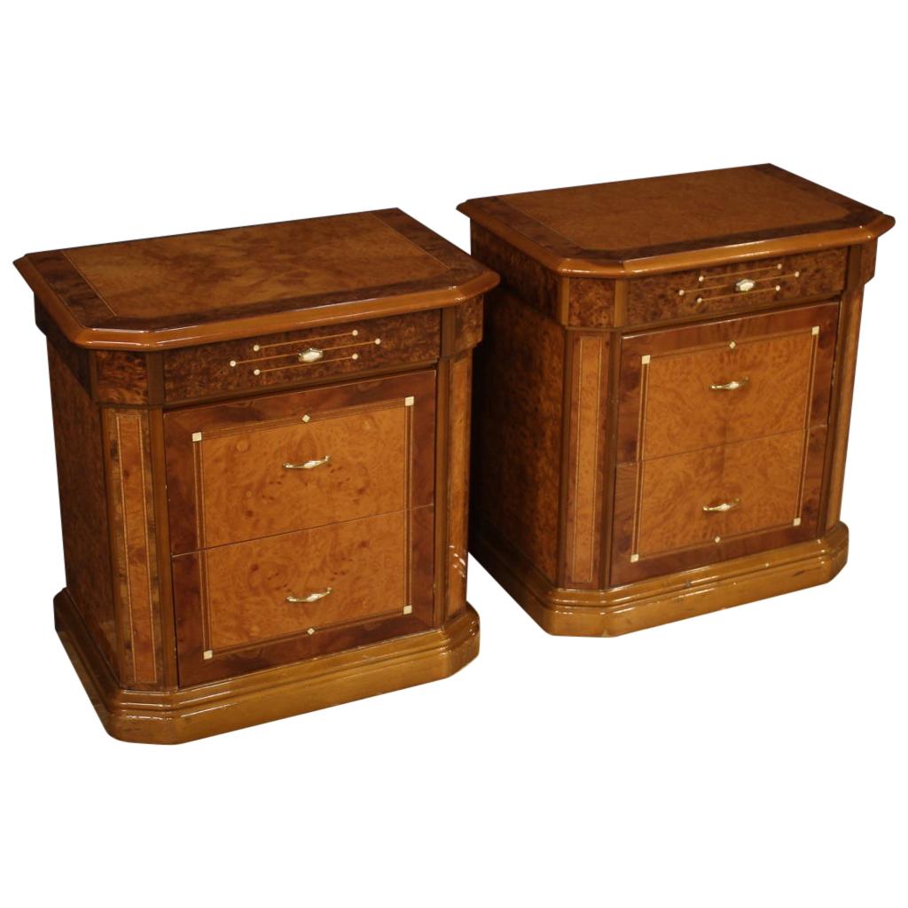 Pair of 20th Century Wooden Italian Bedside Tables, 1970