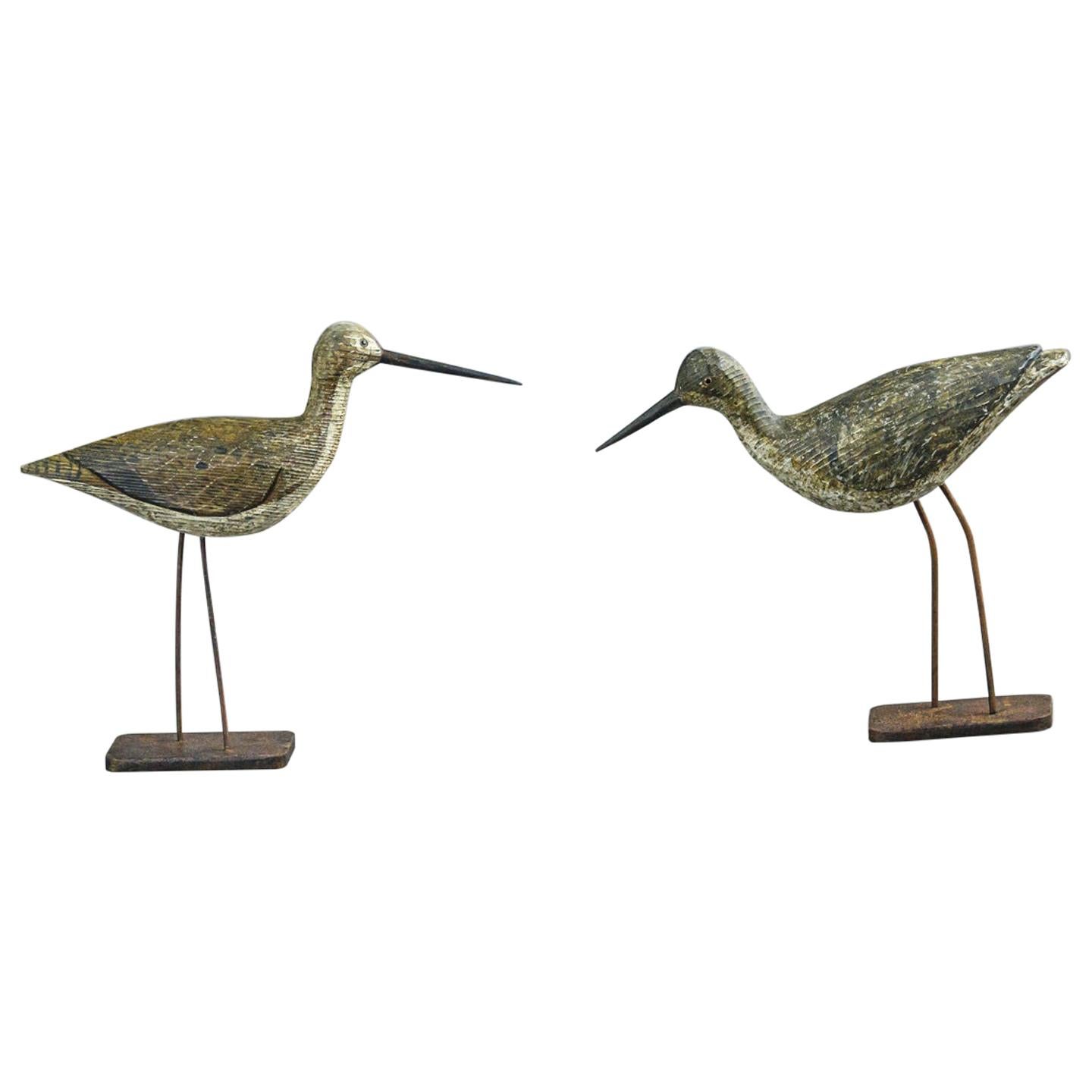 Pair of 20th Century Working Shorebird Decoys