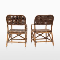 Pair of 20th Century Woven Leather Chairs By McGuire