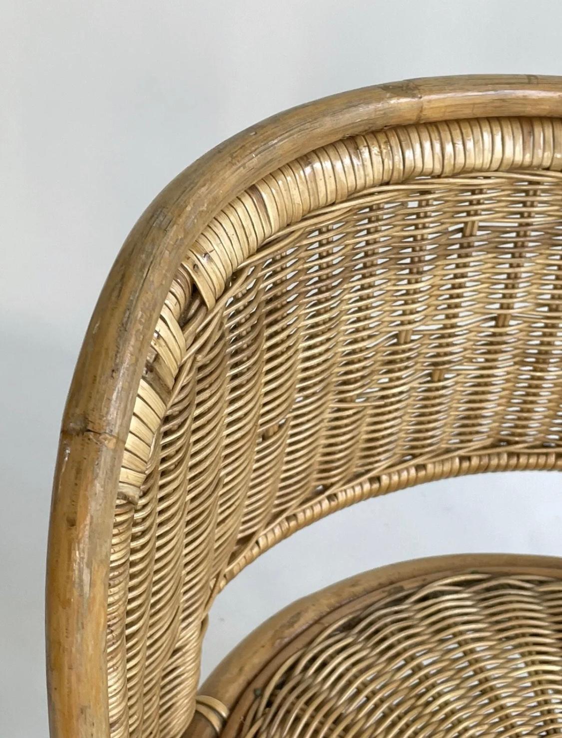 Paar Stühle aus Bambus, Rattan und Eisen im Franco Albini-Stil aus der Mitte des Jahrhunderts im Zustand „Gut“ im Angebot in Leicester, GB