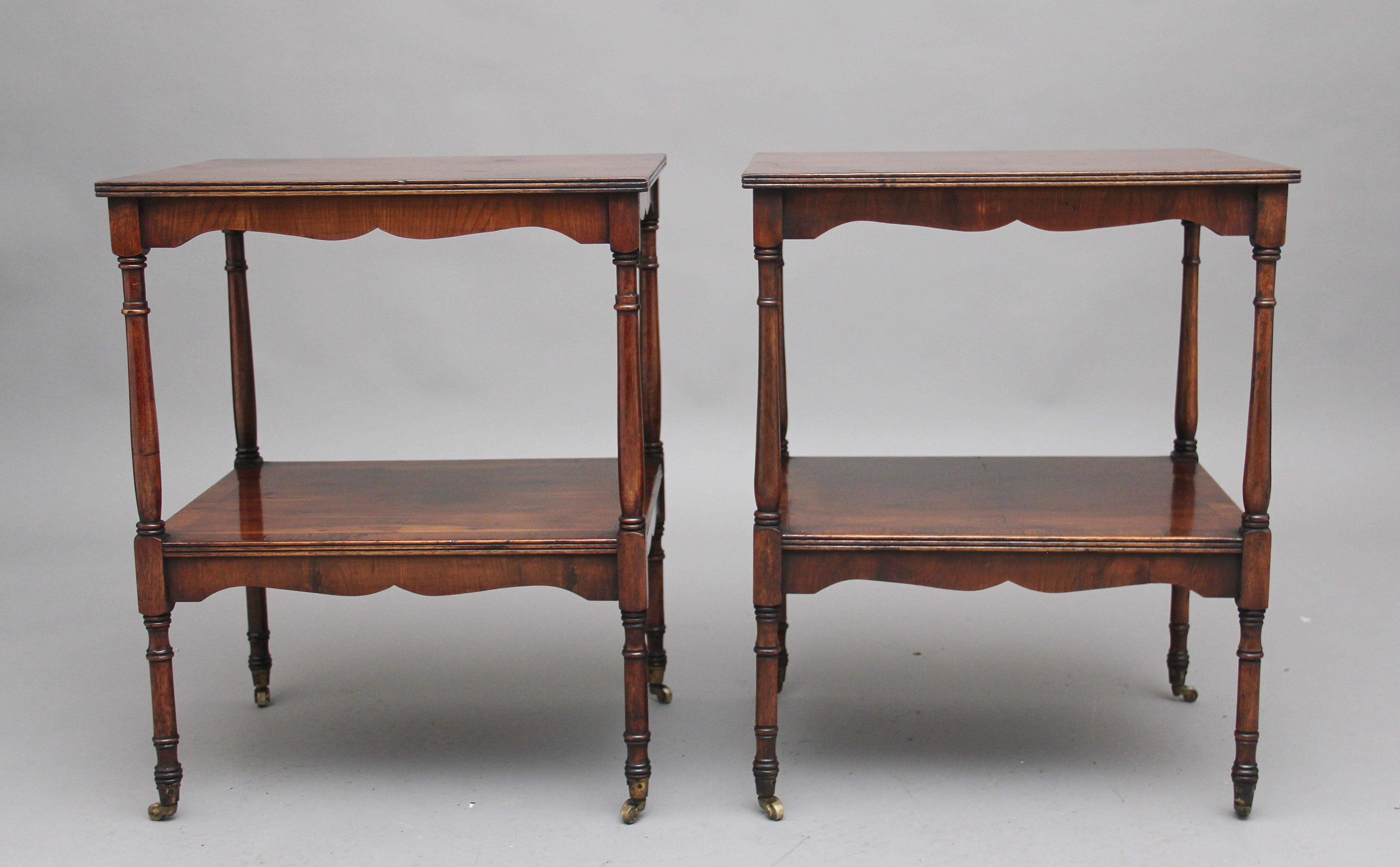 British Pair of 20th Century Yew Wood Occasional Tables