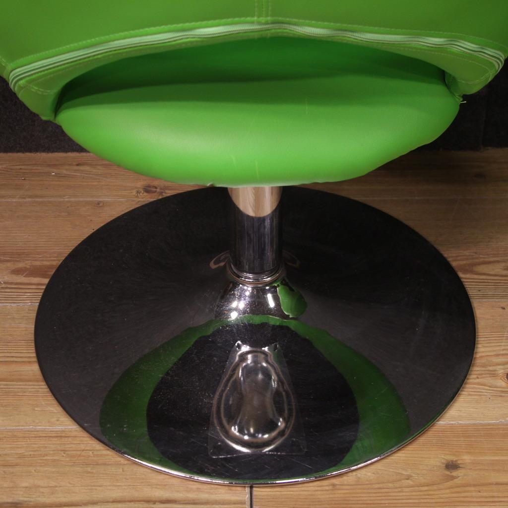 Late 20th Century Paire de fauteuils modernes italiens en simili-cuir et métal du 20e siècle, 1980 en vente