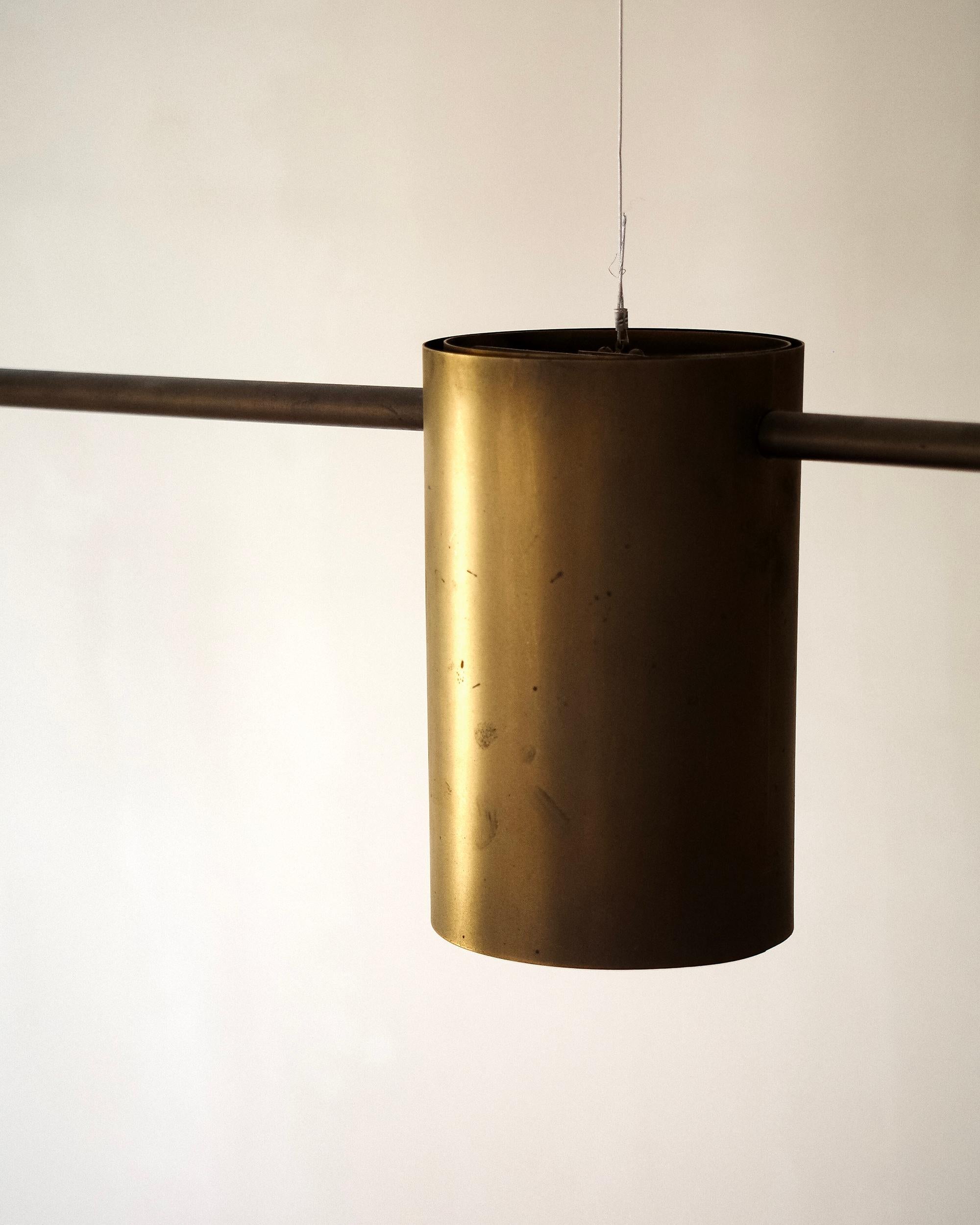 Pair of 20th Mid-Century Modern Danish Brass Chandeliers 4