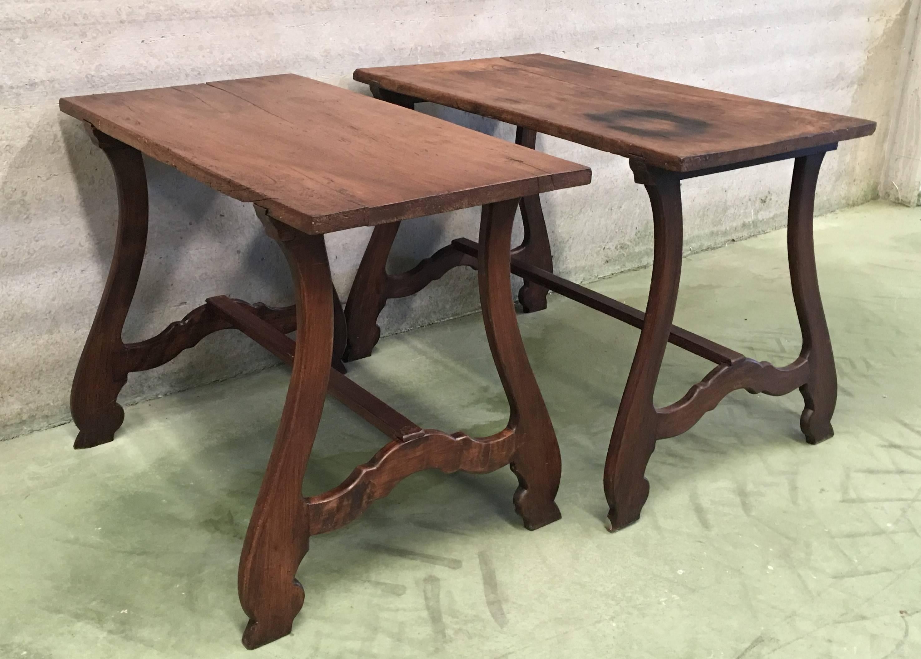 Baroque Pair of 20th Spanish Farm Tables or Desk Table, Side Tables