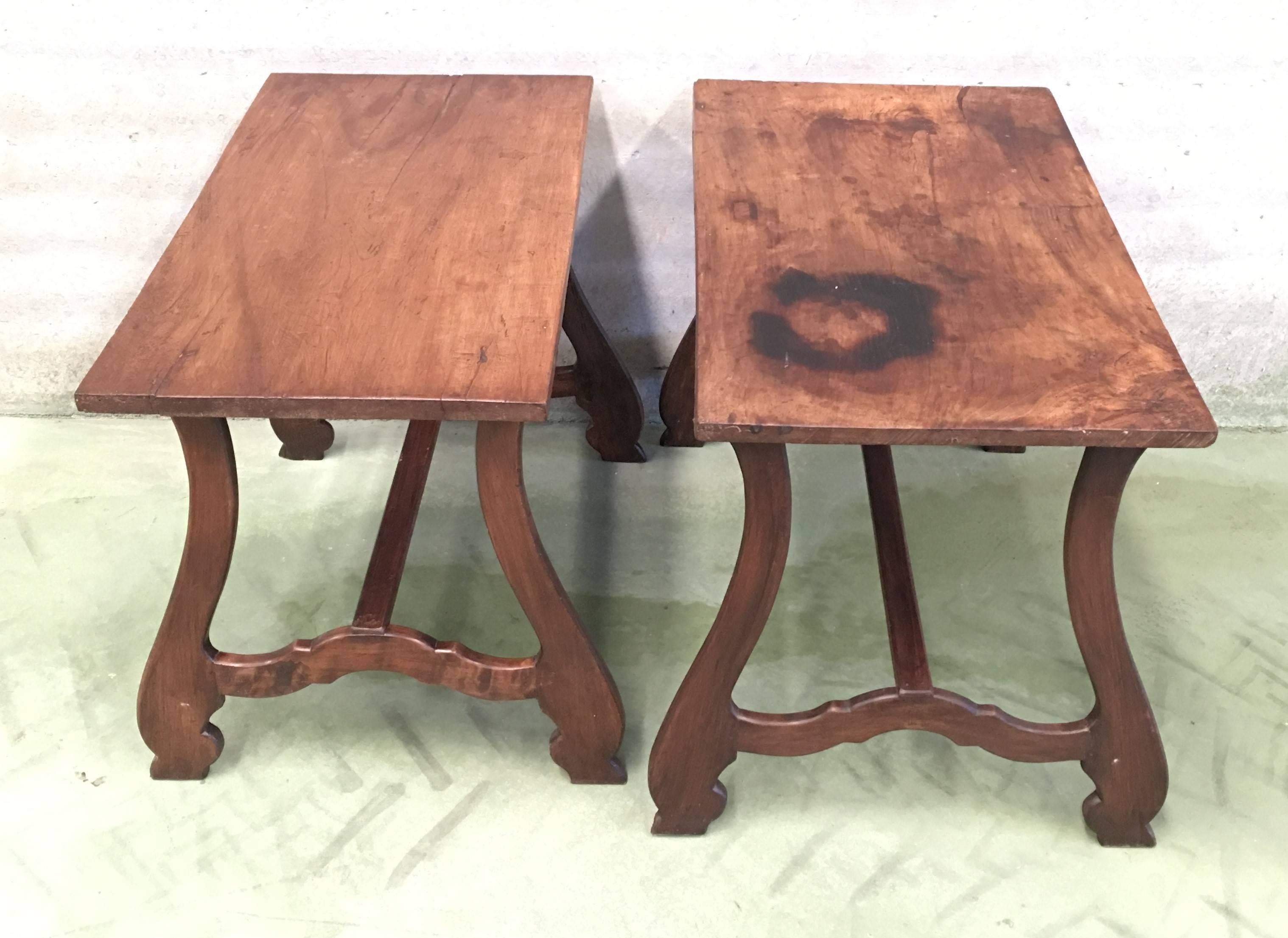 Baroque Pair of 20th Spanish Farm Tables or Desk Table, Side Tables