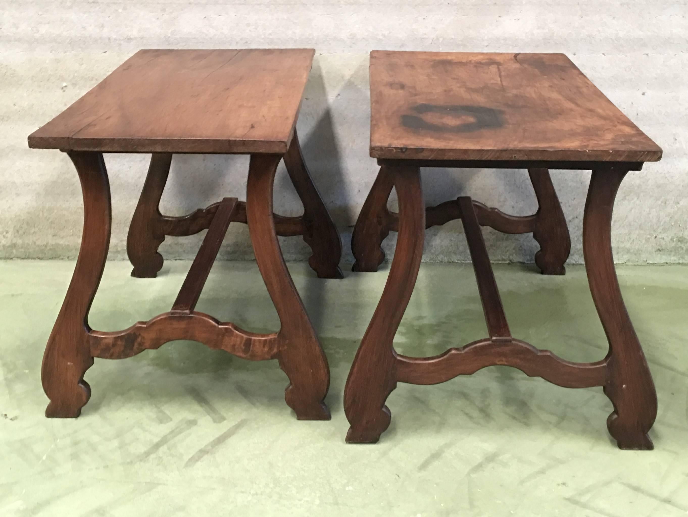 20th Century Pair of 20th Spanish Farm Tables or Desk Table, Side Tables