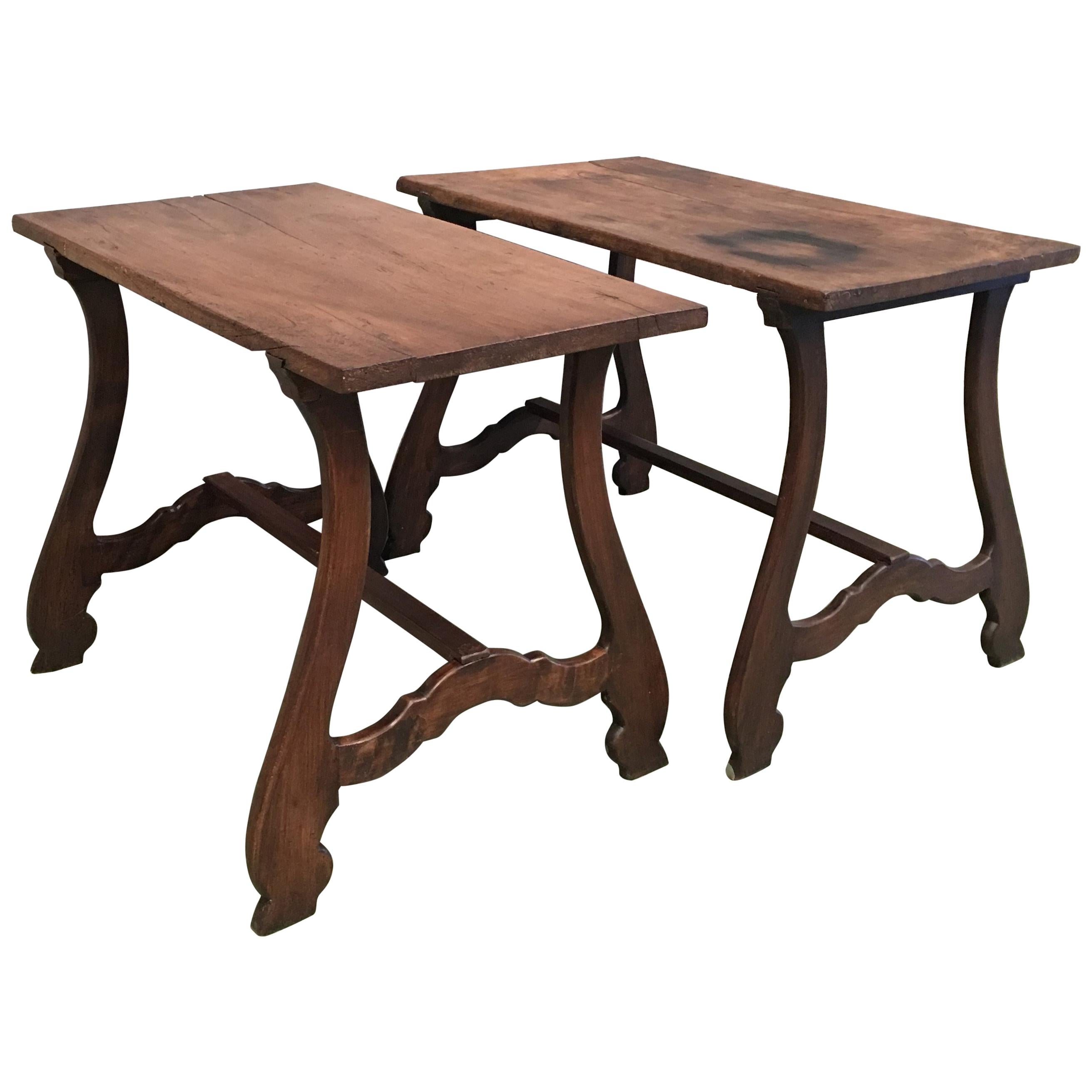 Pair of 20th Spanish Farm Tables or Desk Table, Side Tables