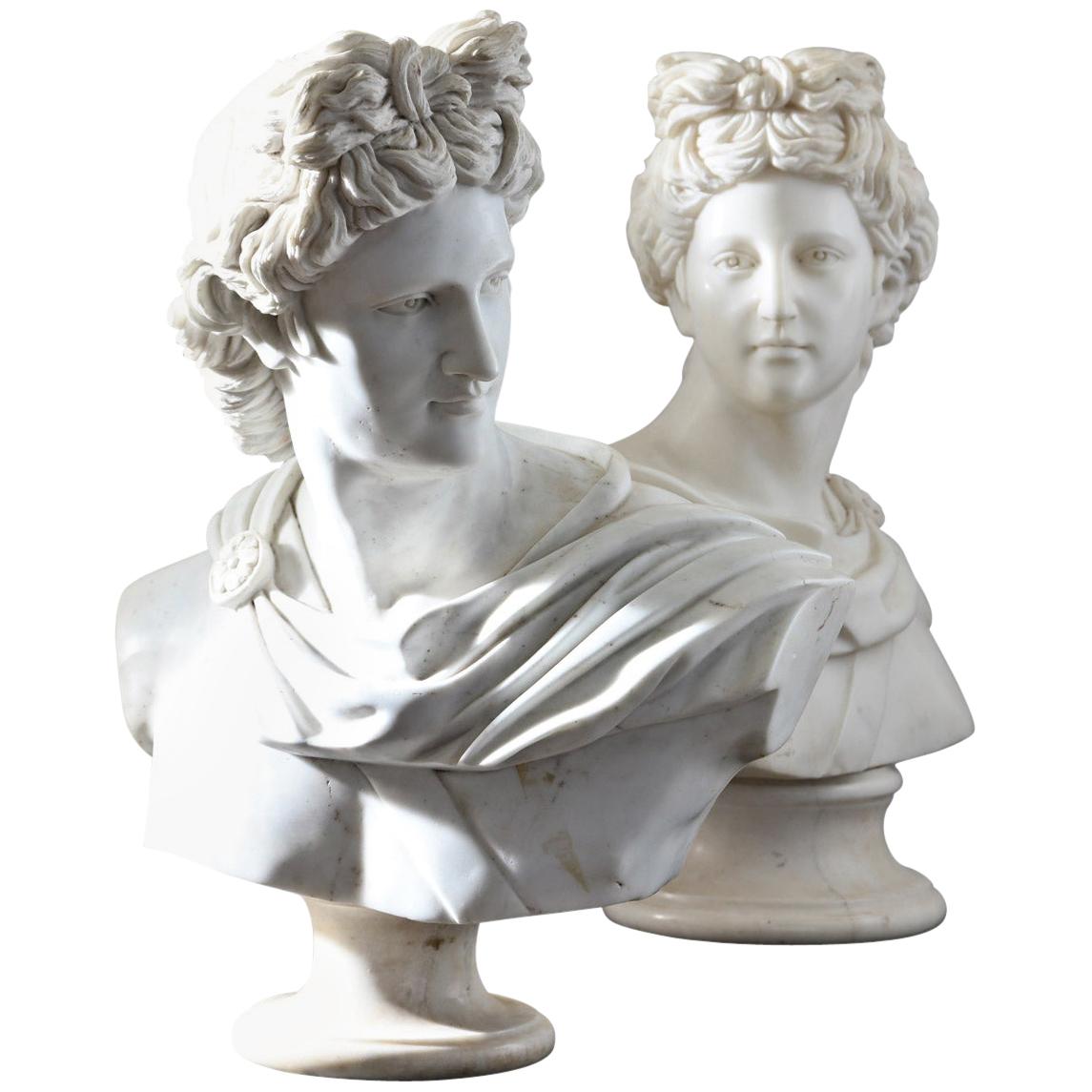 Pair of 20th Century Apollo Belvedere Busts